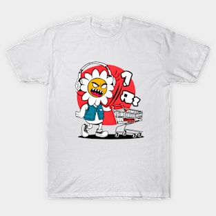 Angry Grocery Flower Cartoon T-Shirt